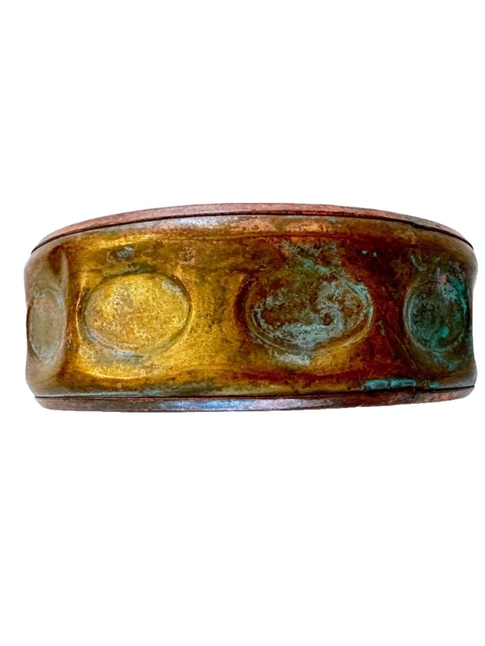 Vintage Copper Colored Bangle Bracelet Green Patina Unique Antique Look